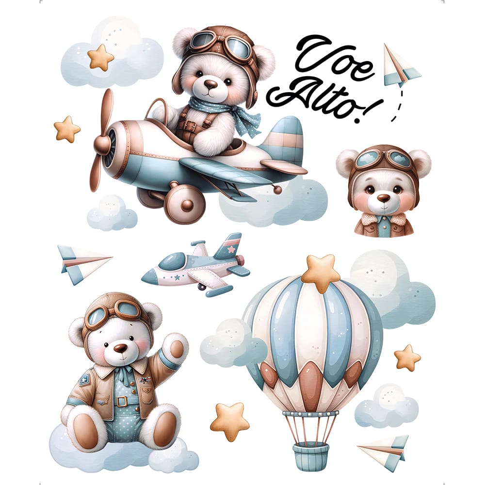 Transfer Têxtil Litoarte 24x20 TTR4-015 Urso Aviador - Palácio da Arte