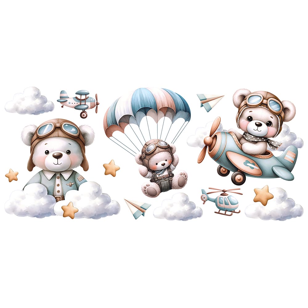 Transfer Têxtil Litoarte 27,5x12 TTB5-001 Ursinho Aviador - Palácio da Arte