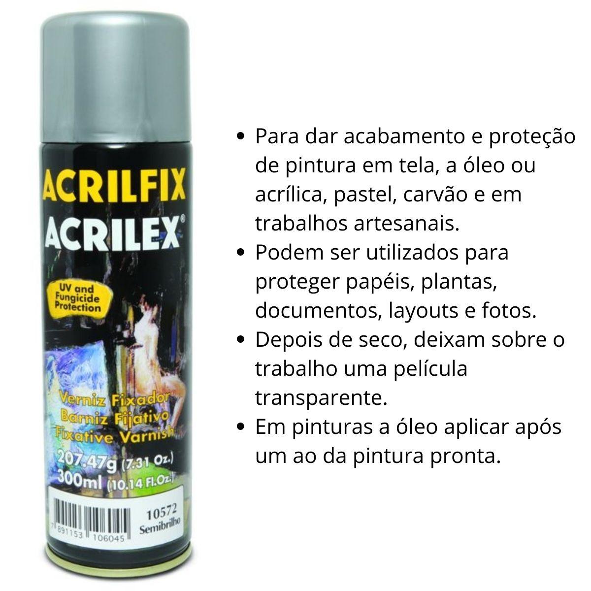 Verniz Semi-Brilho Acrilfix Spray 300ml - Palácio da Arte