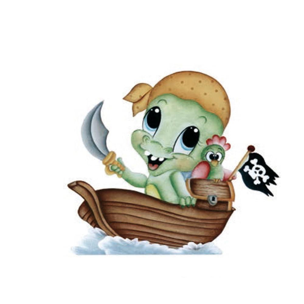 Aplique Decorativo 10cm LMAPC-246 Placa Jacaré Pirata em MDF Litocart - Palácio da Arte