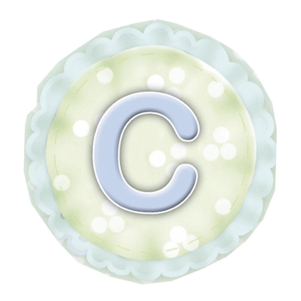 Aplique Decorativo 10cm LMAPC-268 Placa Letra C Azul em MDF Litocart - Palácio da Arte