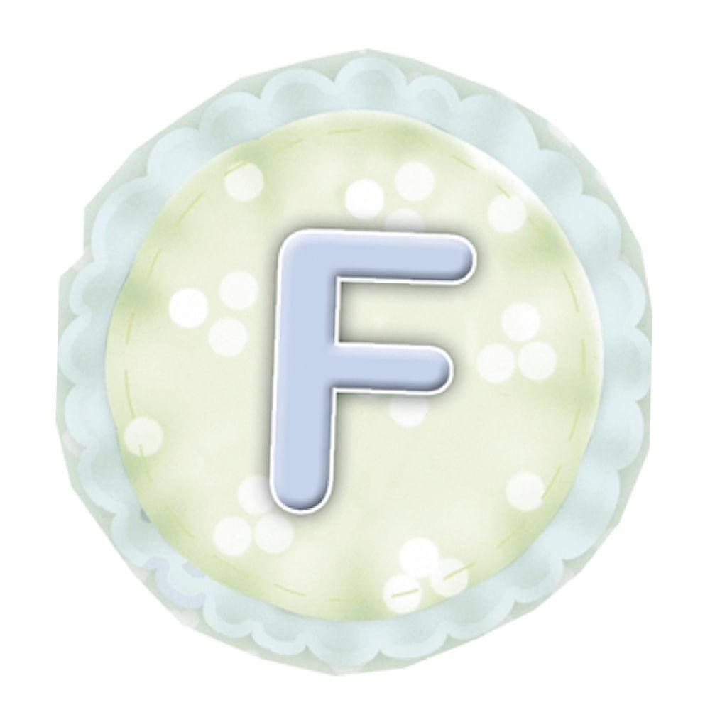 Aplique Decorativo 10cm LMAPC-271 Placa Letra F Azul em MDF Litocart - Palácio da Arte