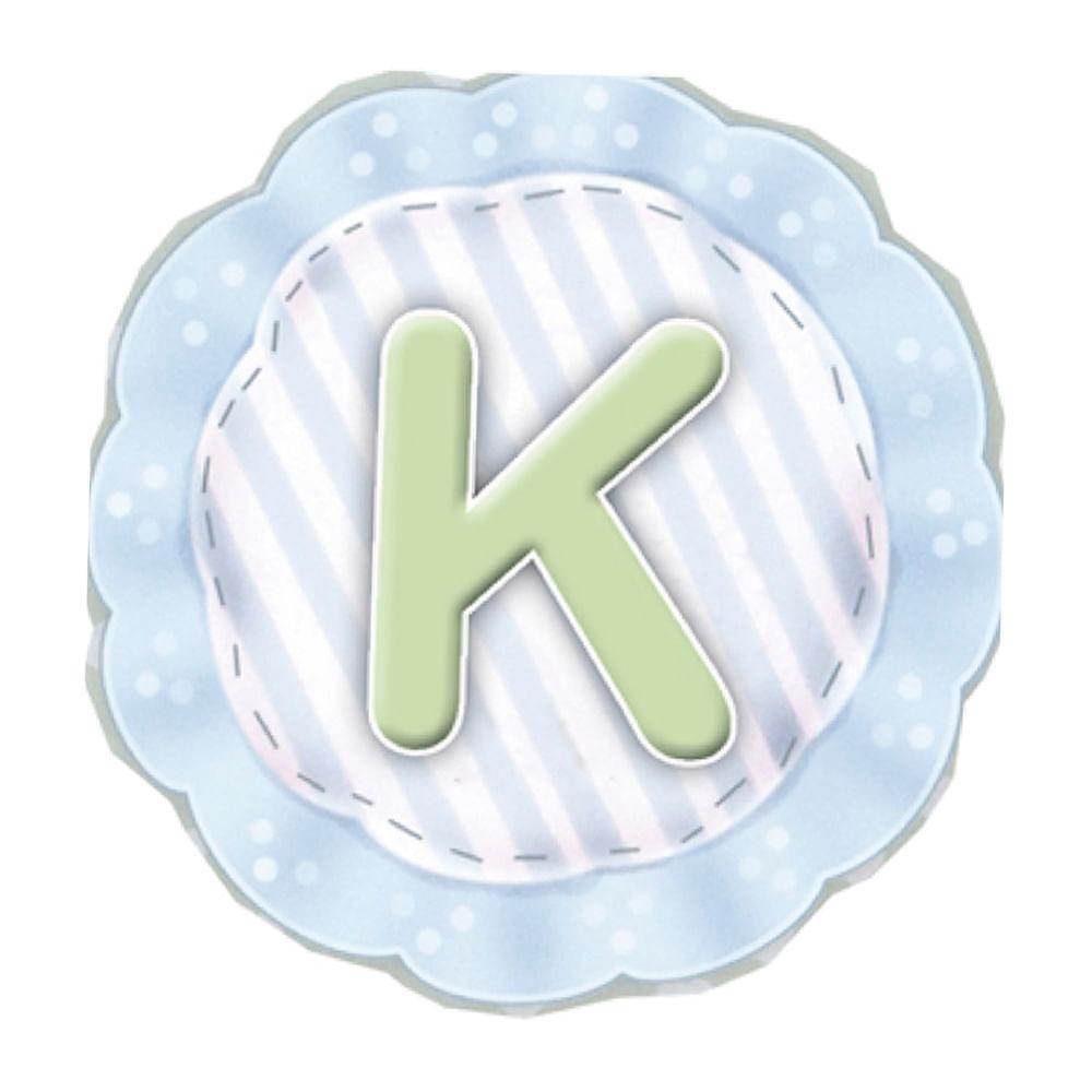 Aplique Decorativo 10cm LMAPC-276 Placa Letra K Azul em MDF Litocart - Palácio da Arte