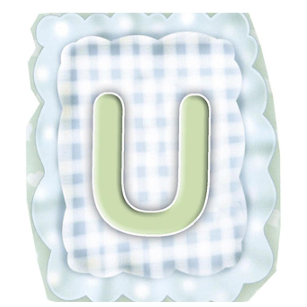 Aplique Decorativo 10cm LMAPC-286 Placa Letra U Azul em MDF Litocart - Palácio da Arte