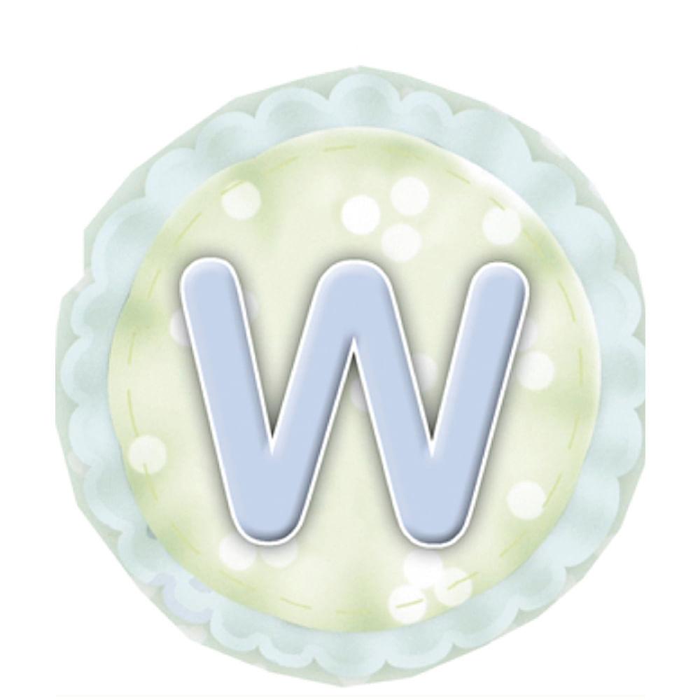 Aplique Decorativo 10cm LMAPC-287 Placa Letra W Azul em MDF Litocart - Palácio da Arte