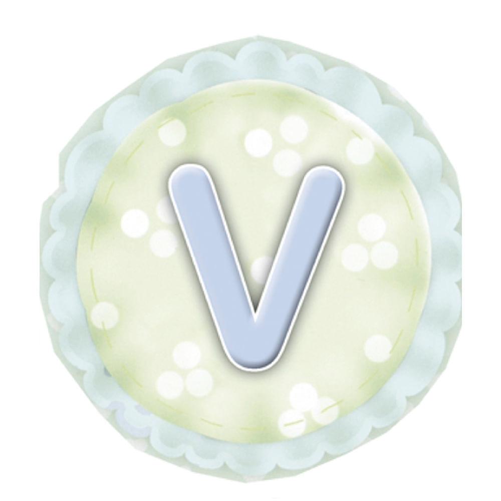 Aplique Decorativo 10cm LMAPC-288 Placa Letra V Azul em MDF Litocart - Palácio da Arte