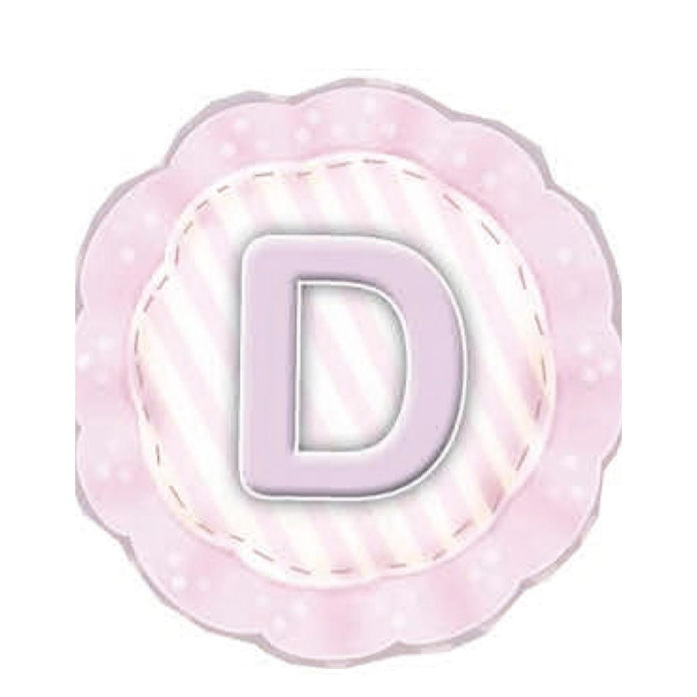 Aplique Decorativo 10cm LMAPC-295 Placa Letra D Rosa em MDF Litocart - Palácio da Arte