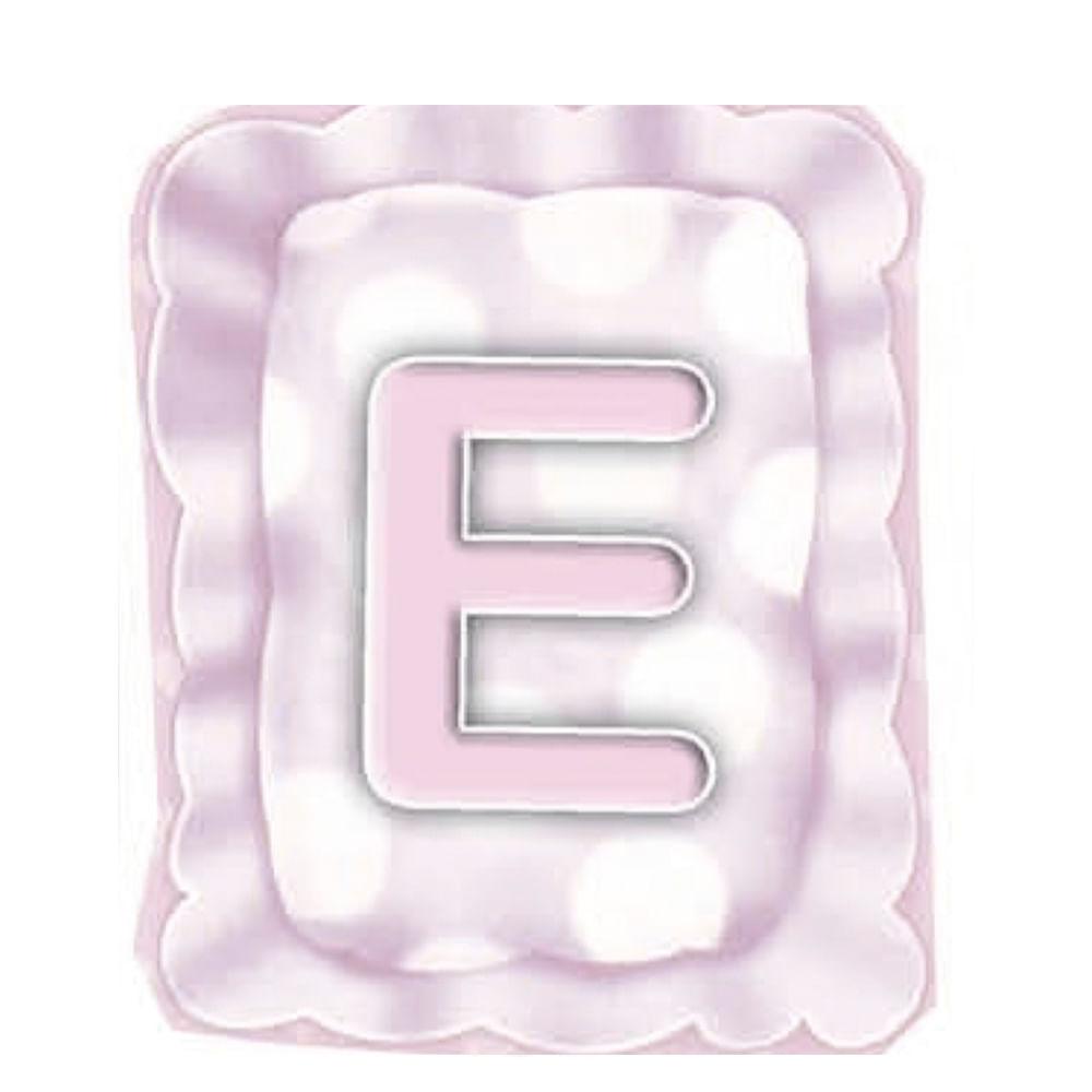 Aplique Decorativo 10cm LMAPC-296 Placa Letra E Rosa em MDF Litocart - Palácio da Arte