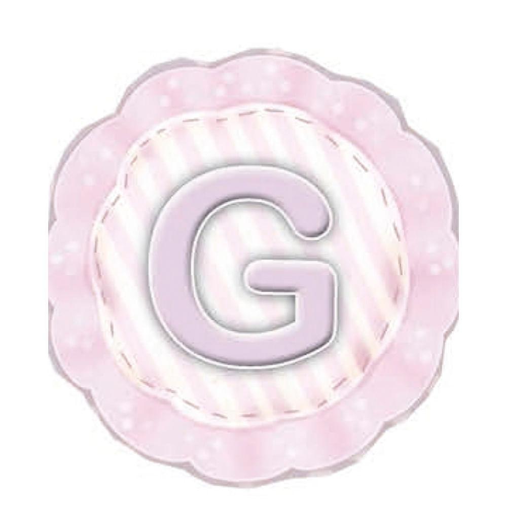 Aplique Decorativo 10cm LMAPC-298 Placa Letra G Rosa em MDF Litocart - Palácio da Arte