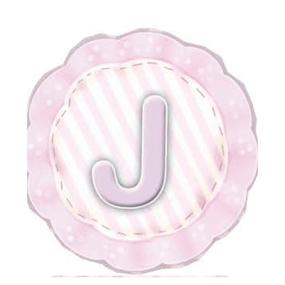 Aplique Decorativo 10cm LMAPC-301 Placa Letra J Rosa em MDF Litocart - Palácio da Arte
