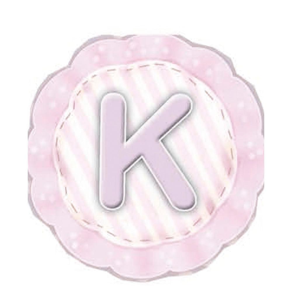 Aplique Decorativo 10cm LMAPC-302 Placa Letra K Rosa em MDF Litocart - Palácio da Arte