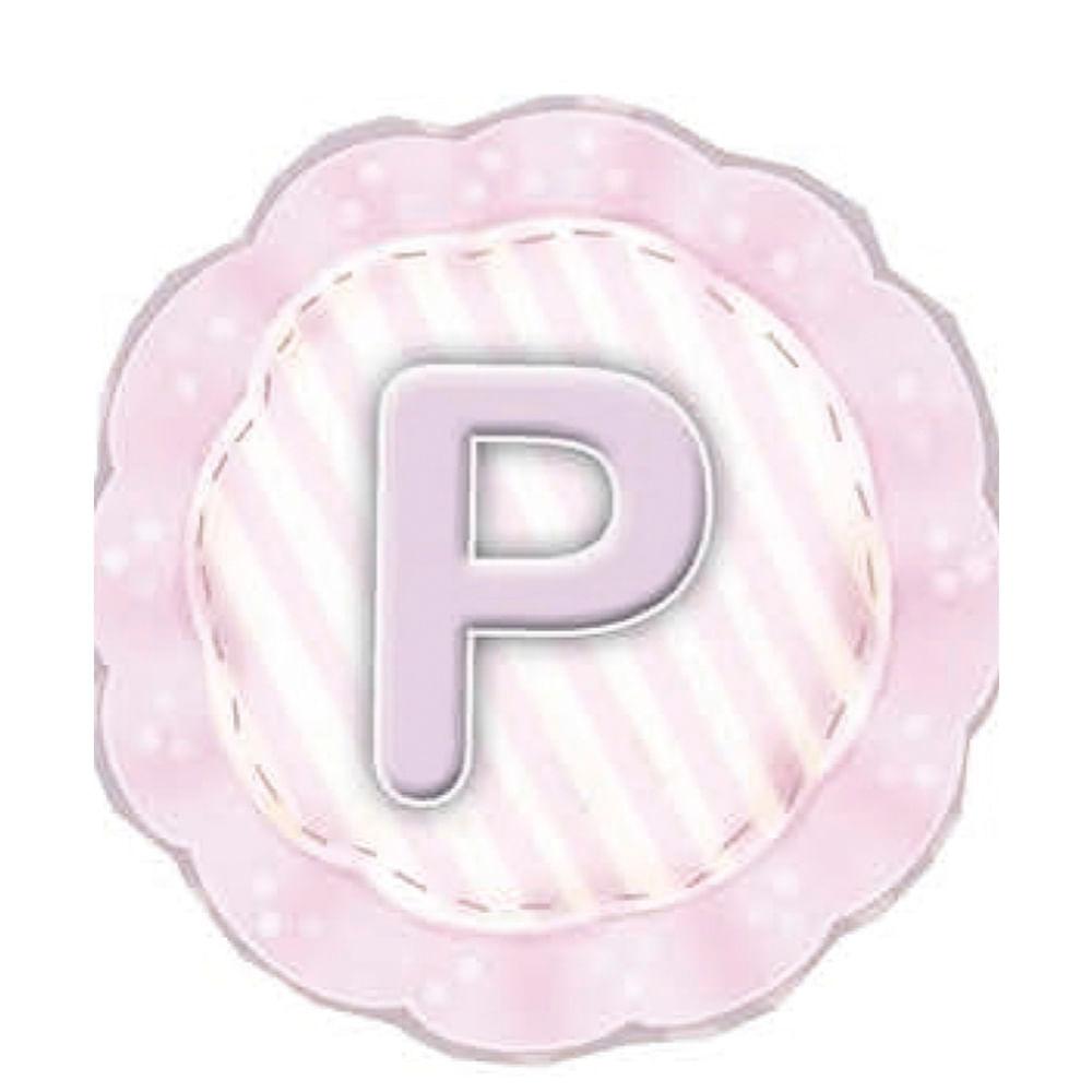 Aplique Decorativo 10cm LMAPC-307 Placa Letra P Rosa em MDF Litocart - Palácio da Arte