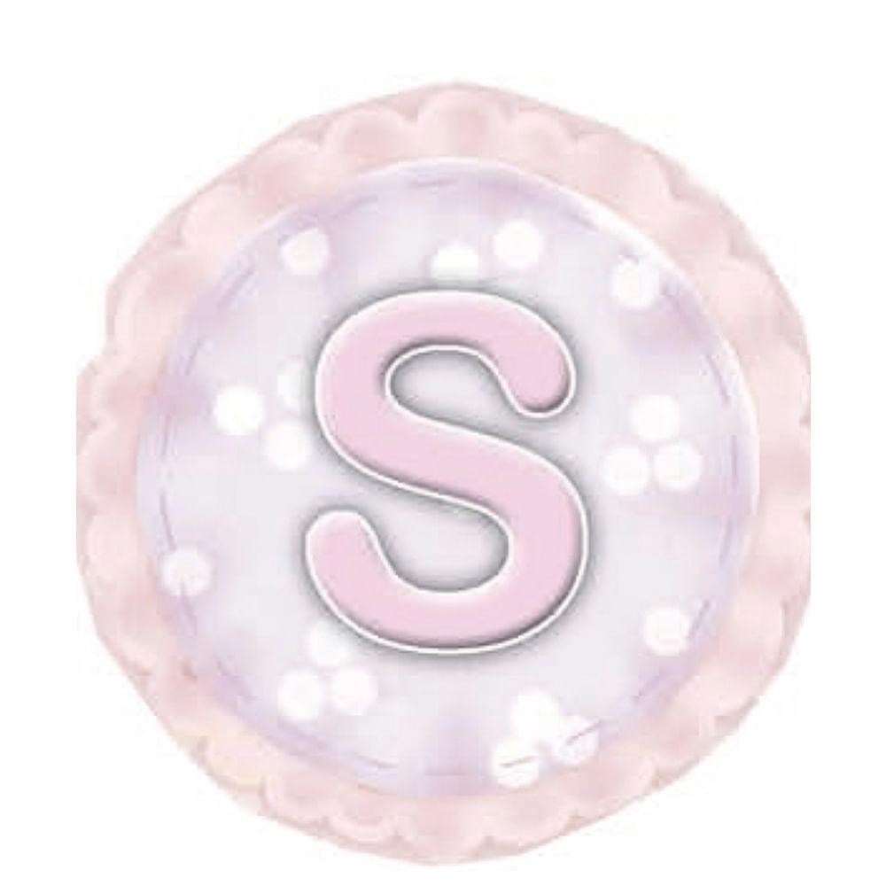 Aplique Decorativo 10cm LMAPC-310 Placa Letra S Rosa em MDF Litocart - Palácio da Arte