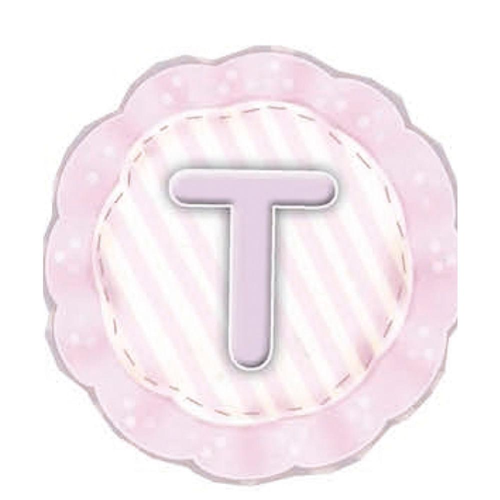 Aplique Decorativo 10cm LMAPC-311 Placa Letra T Rosa em MDF Litocart - Palácio da Arte