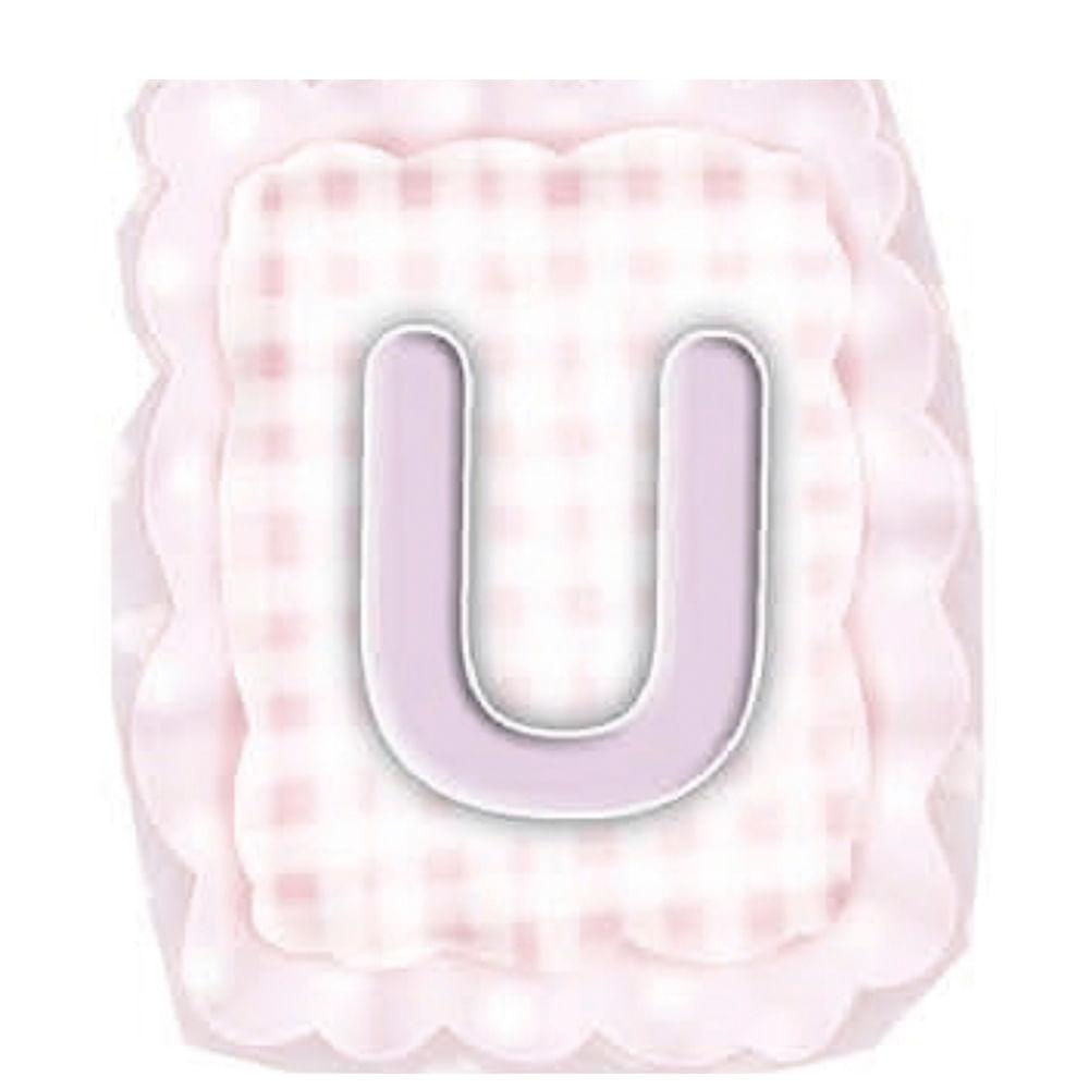 Aplique Decorativo 10cm LMAPC-312 Placa Letra U Rosa em MDF Litocart - Palácio da Arte