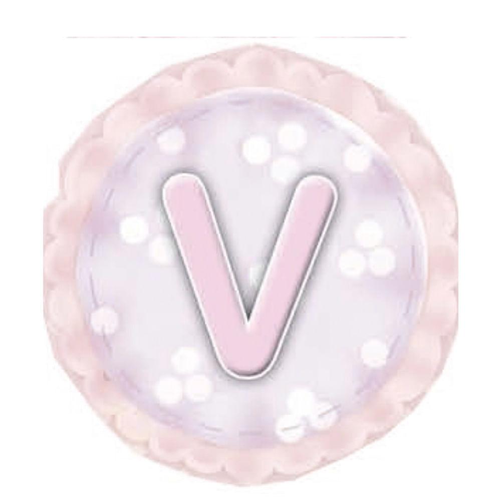 Aplique Decorativo 10cm LMAPC-313 Placa Letra V Rosa em MDF Litocart - Palácio da Arte
