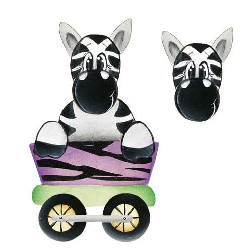 Aplique Decorativo 20cm LDMPC-20 3D Zebra no Carrinho em MDF Litocart - Palácio da Arte