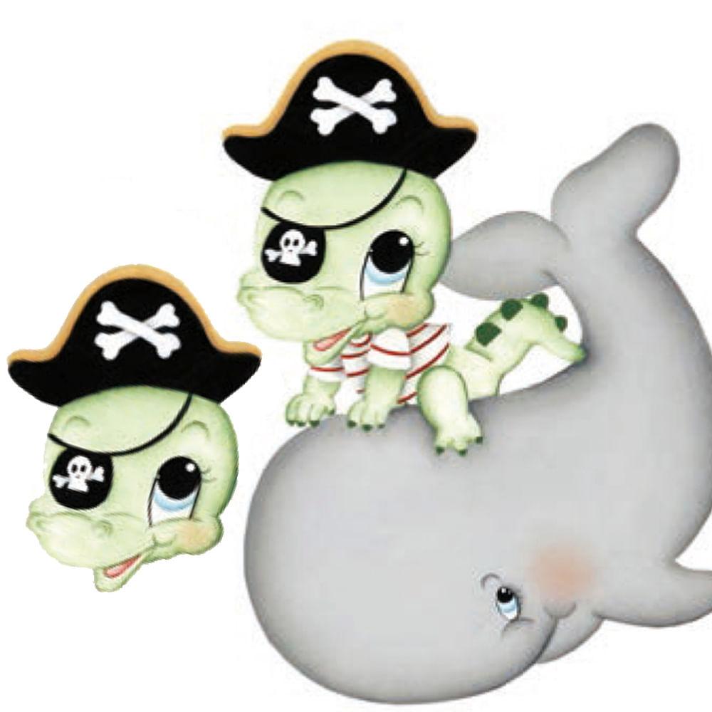 Aplique Decorativo 20cm LDMPC-37 3D Jacaré Pirata em MDF Litocart - Palácio da Arte