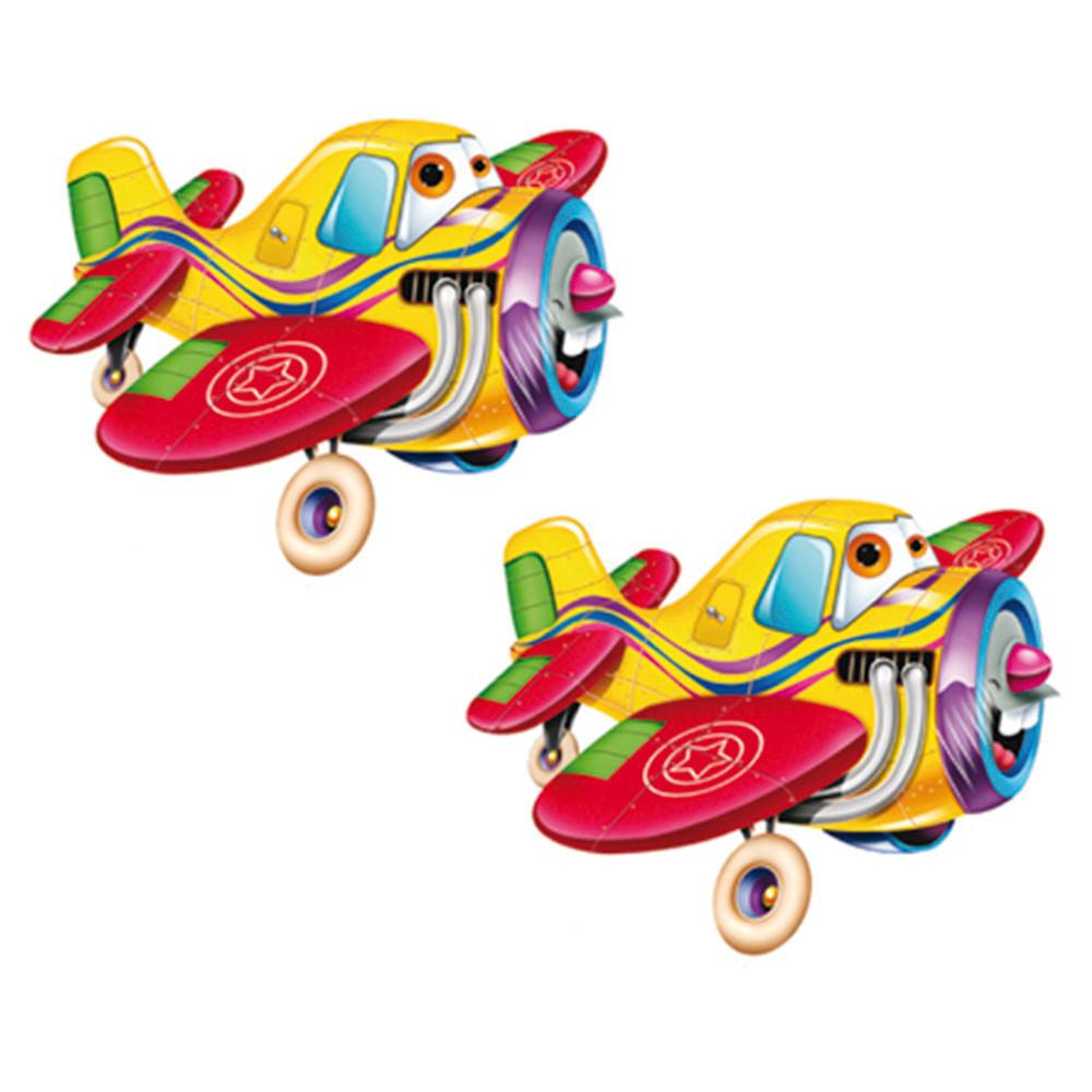Aplique Decorativo 5cm LMAP-058 Avião Feliz com 2 unidades em MDF Litocart - Palácio da Arte