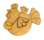 Aplique Galinha com Bolso Pintinho 9x8cm em MDF - Palácio da Arte