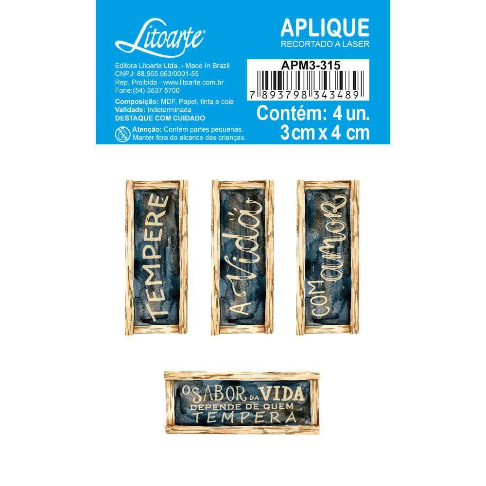 Aplique Litoarte APM3-315 3cm Farm House Plaquinhas 4 peças - Palácio da Arte