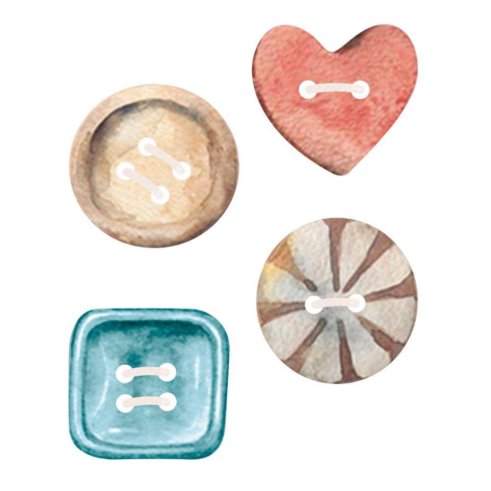 Aplique Litoarte APM3-316 3cm Costura Vintage Botões 4 peças - Palácio da Arte