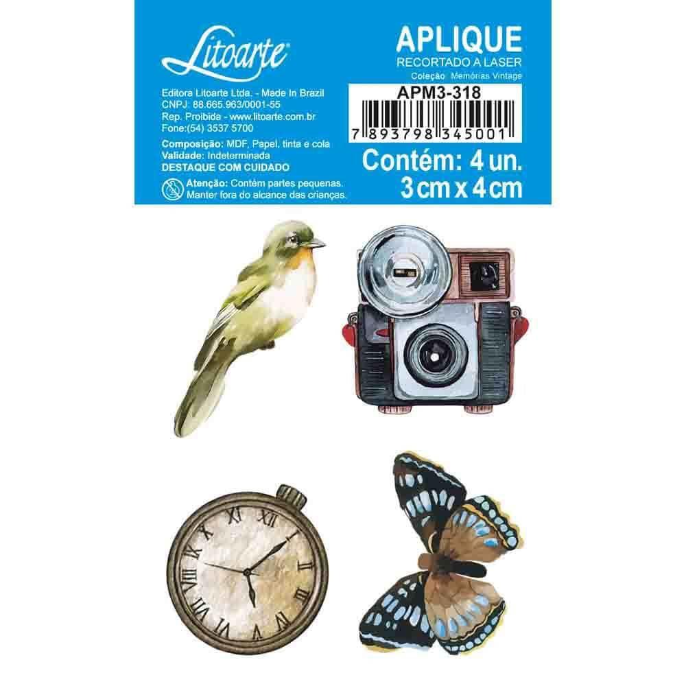 Aplique Litoarte APM3-318 3cm Memórias Vintage 4 peças - Palácio da Arte