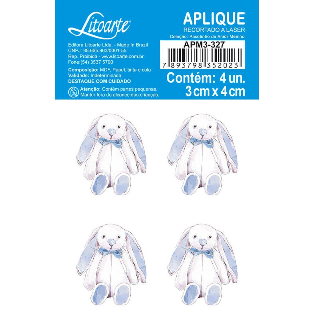 Aplique Litoarte APM3-327 3cm Pacotinho de Amor Menino Coelhos 4 peças - Palácio da Arte