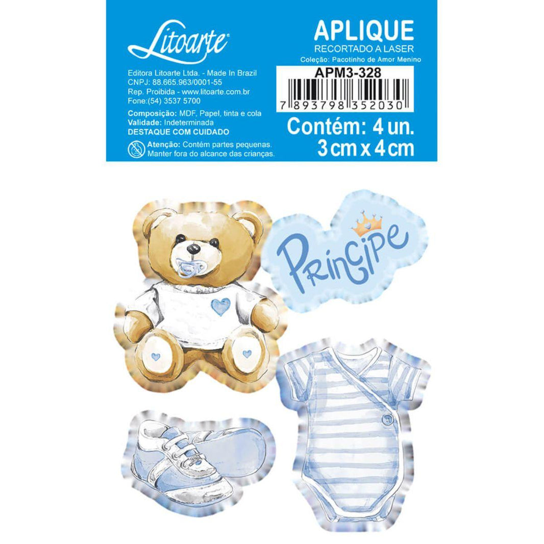 Aplique Litoarte APM3-328 3cm Pacotinho de Amor Menino Príncipe 4 peças - Palácio da Arte