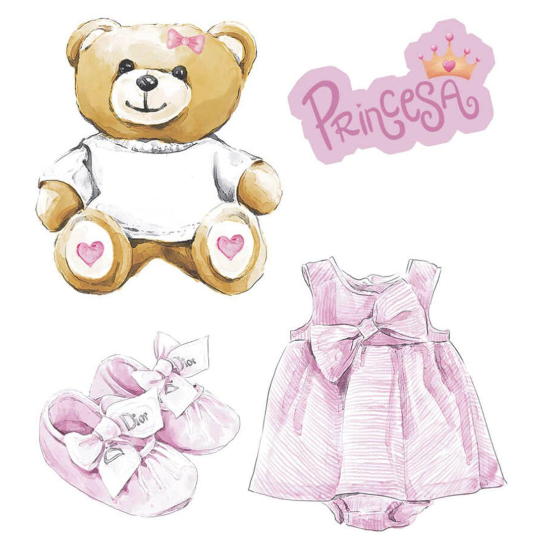 Aplique Litoarte APM3-330 3cm Pacotinho de Amor Menina Princesa 4 peças - Palácio da Arte