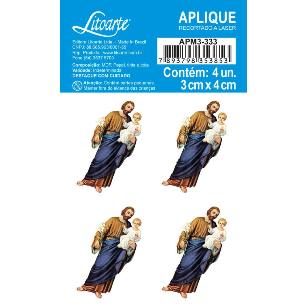 Aplique Litoarte APM3-333 3cm São José 4 peças - Palácio da Arte
