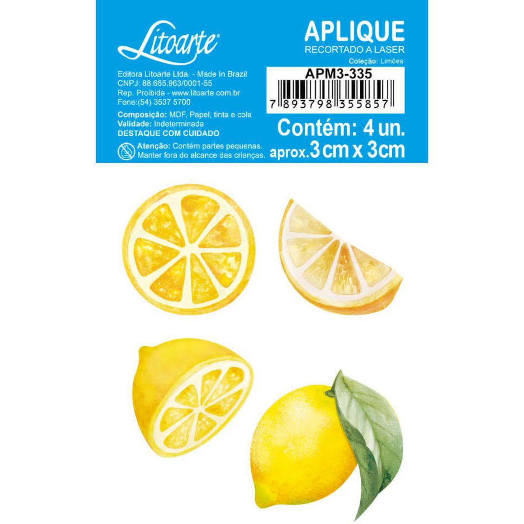 Aplique Litoarte APM3-335 3cm Limões 4 peças - Palácio da Arte