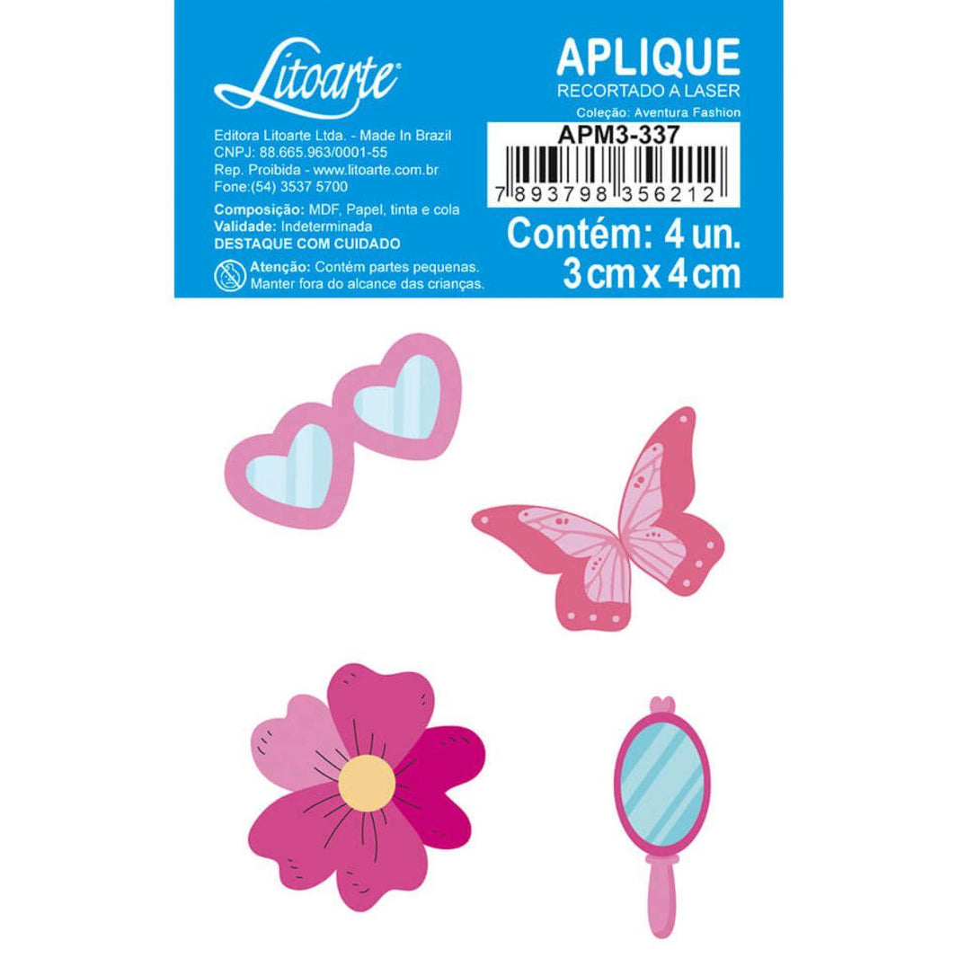 Aplique Litoarte APM3-337 3cm Aventura Fashion 4 Peças - Palácio da Arte