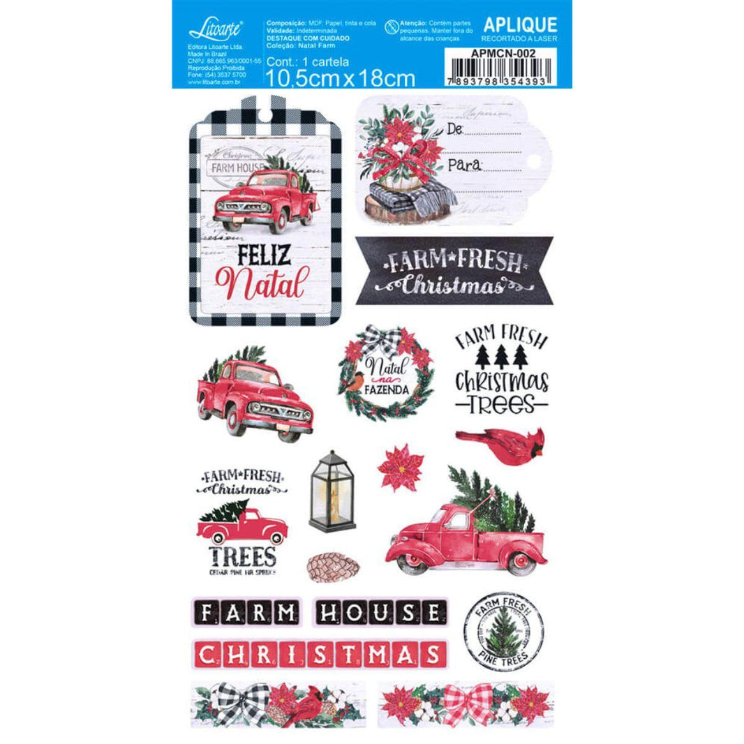 Aplique Litoarte APMCN-002 11x18cm Natal Farm - Palácio da Arte