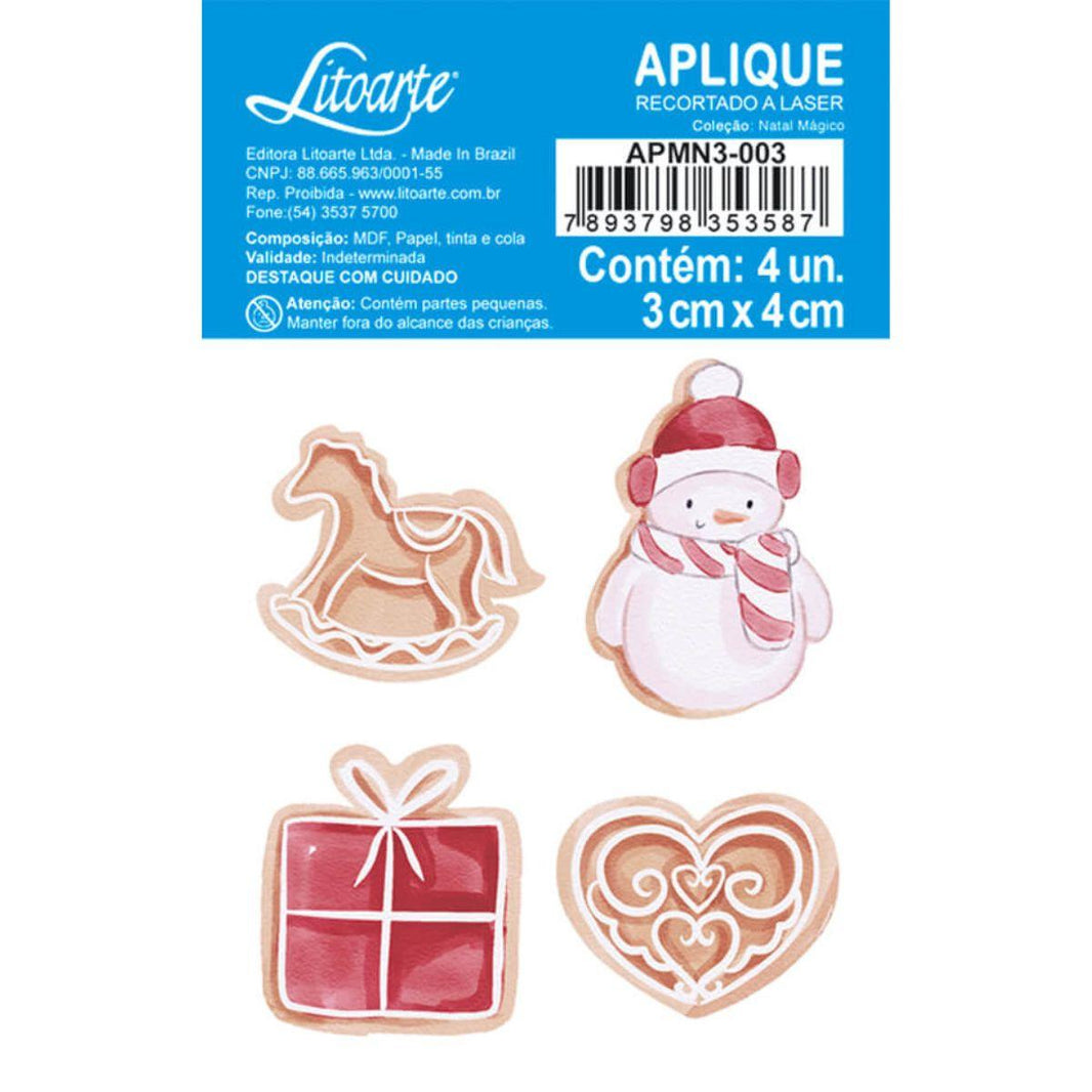 Aplique Litoarte APMN3-003 3cm Natal Mágico Bola de Neve 4 peças - Palácio da Arte