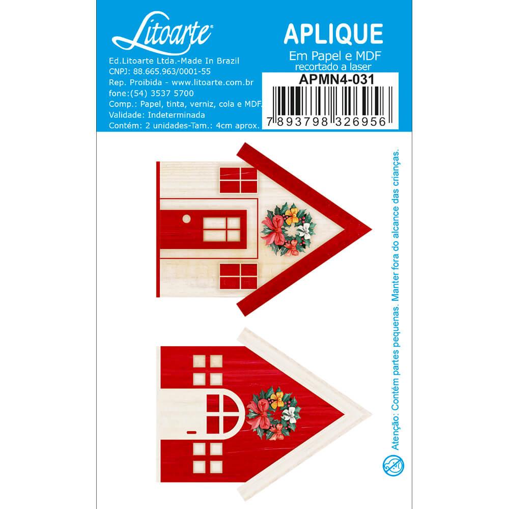 Aplique Litoarte APMN4-026 4cm Natal Casinhas 2 peças - Palácio da Arte