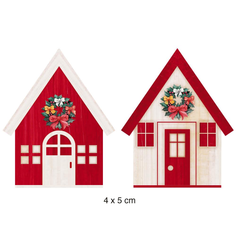 Aplique Litoarte APMN4-026 4cm Natal Casinhas 2 peças - Palácio da Arte