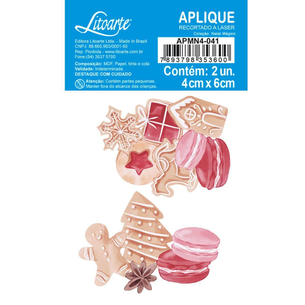 Aplique Litoarte APMN4-041 4cm Natal Biscoitos 2 peças - Palácio da Arte