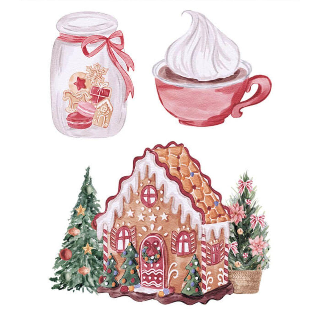 Aplique Litoarte APMN6-002 6cm Natal Mágico Casa de Gengibre 3 peças - Palácio da Arte