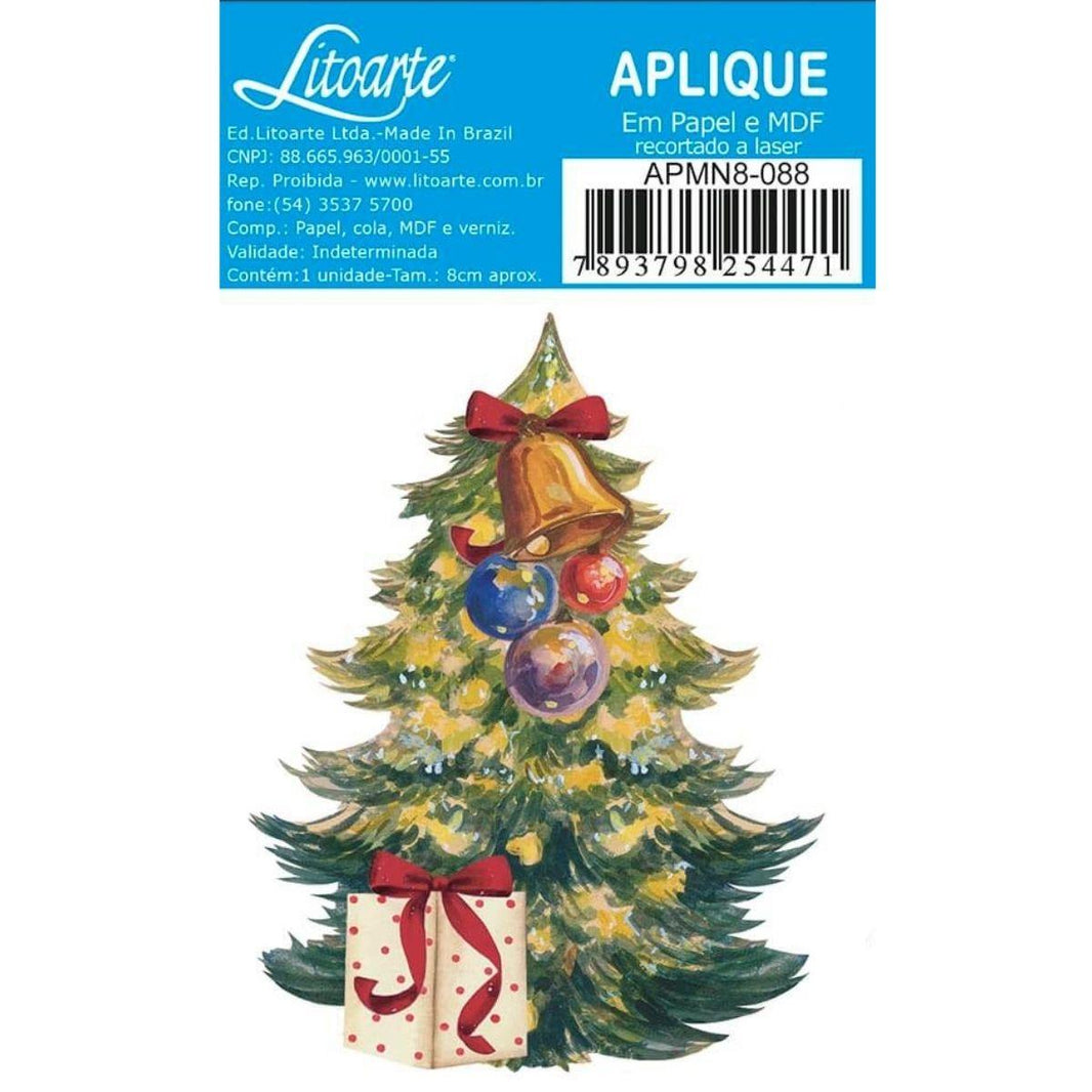 Aplique Litoarte APMN8-088 8cm Natal Pinheiro com Sino - Palácio da Arte