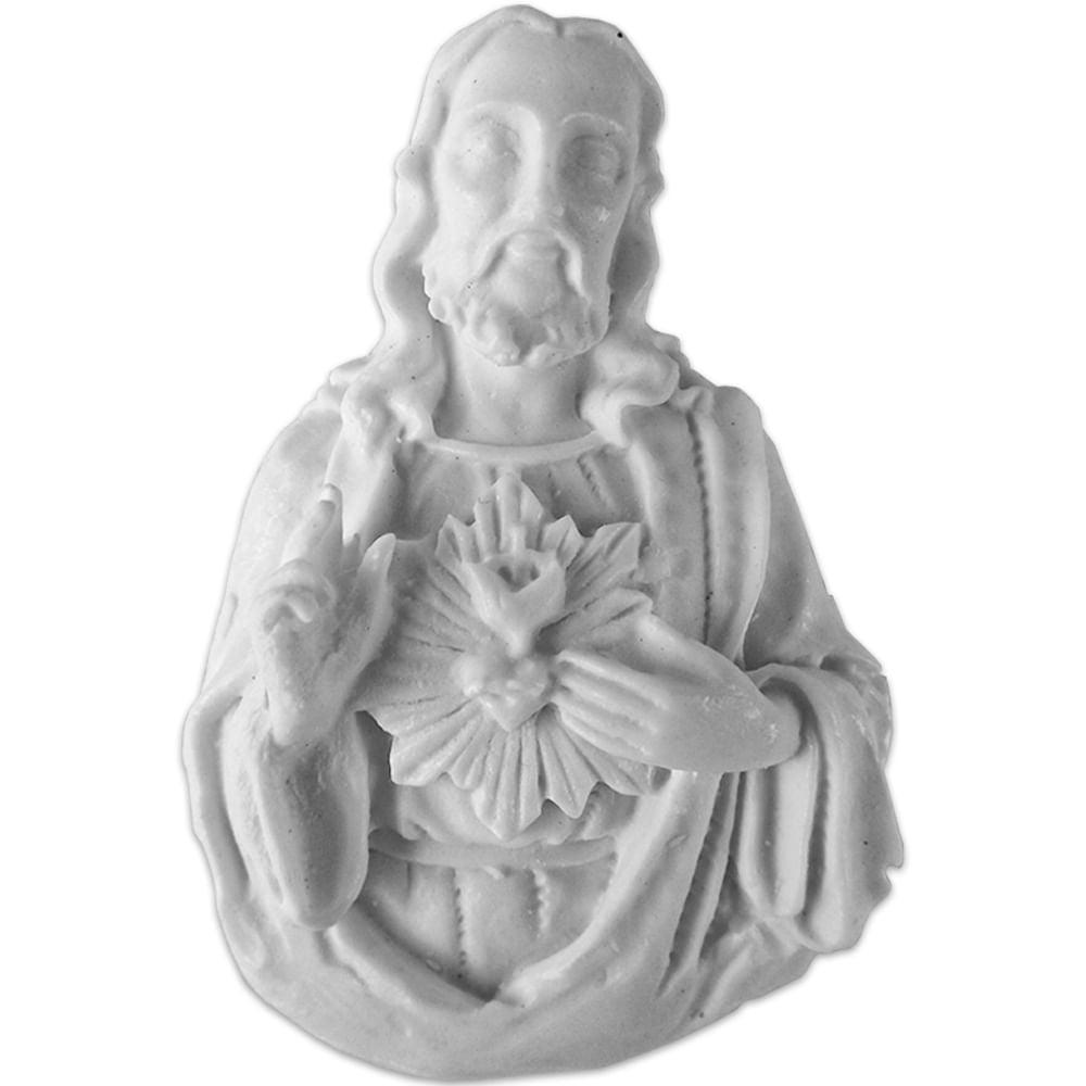 Aplique Sagrado Coração de Jesus 6,2x4,2cm Resina - Palácio da Arte