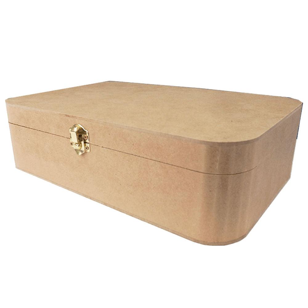 Caixa Arredondada em MDF com Dobradiça e Fecho 30,2x19,7x8,2cm - Palácio da Arte