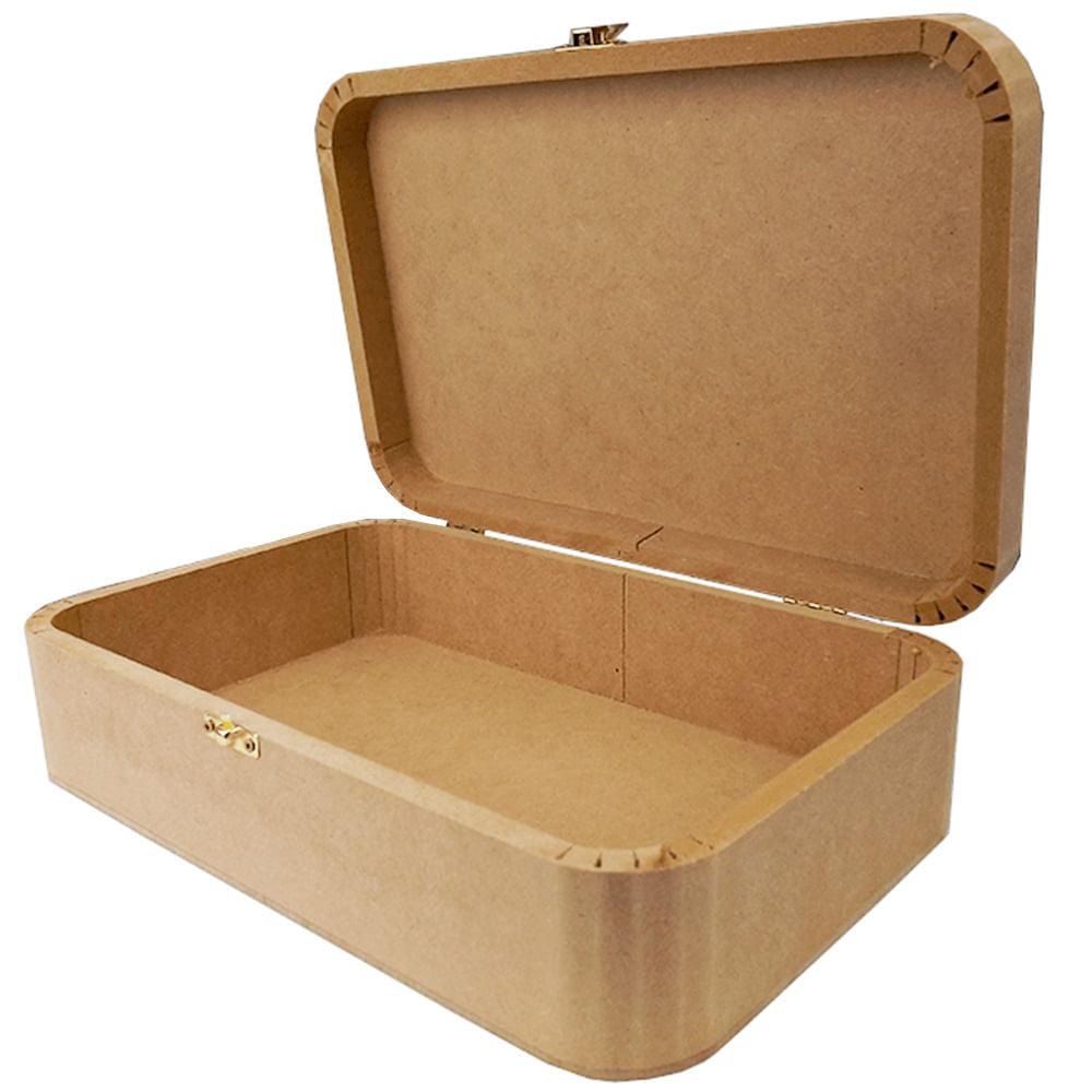 Caixa Arredondada em MDF com Dobradiça e Fecho 30,2x19,7x8,2cm - Palácio da Arte