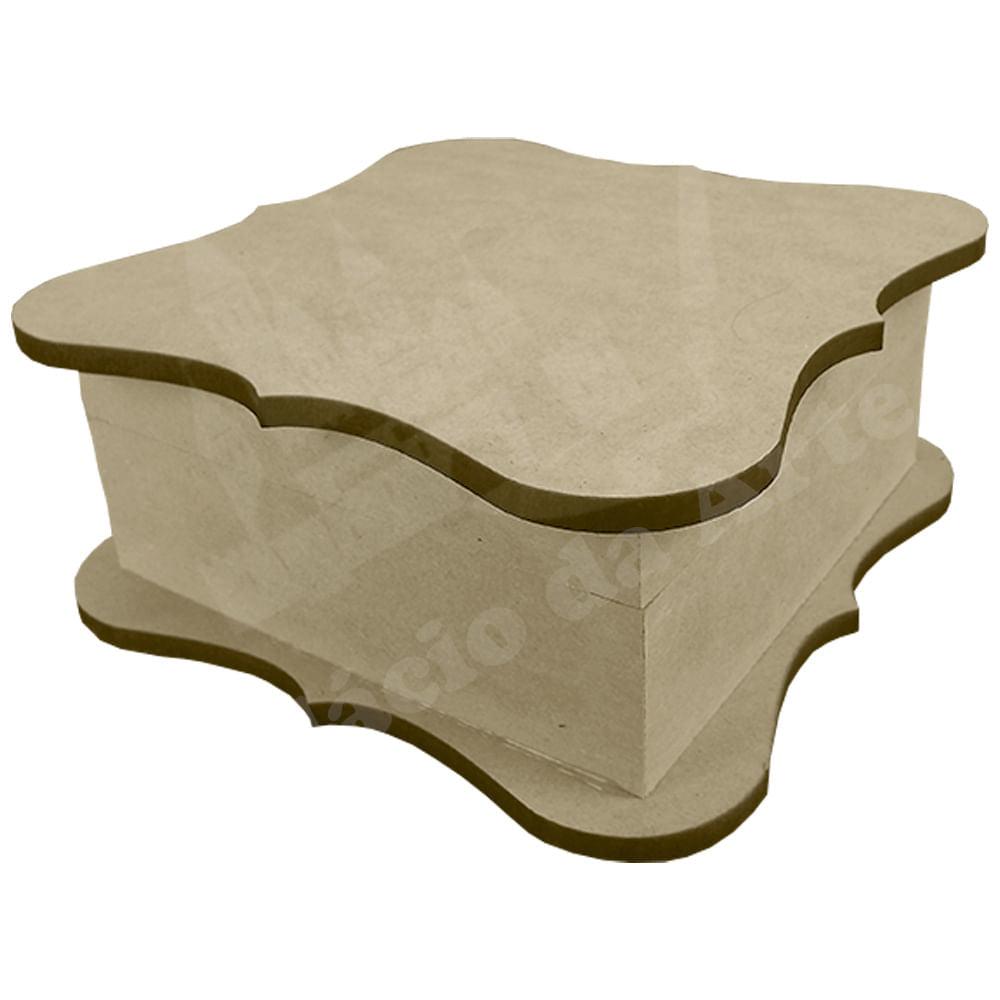 Caixa Chá em MDF Turca Ondulada com Dobradiça 17x17x7,3cm - Palácio da Arte