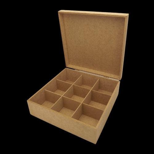 Caixa em MDF com Dobradiça Alta 30x30x10,5cm 9 Divisões - Palácio da Arte