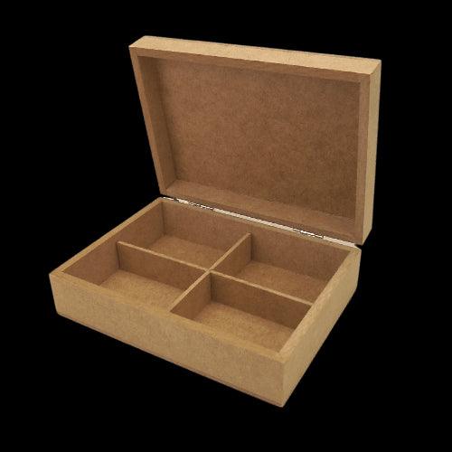 Caixa em MDF com Dobradiça Baixa 17x13x5,5cm 4 divisões - Palácio da Arte