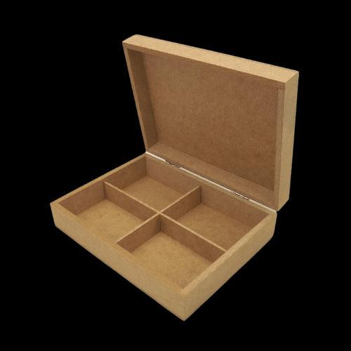 Caixa em MDF com Dobradiça Baixa 20x15x5,5cm 4 divisões - Palácio da Arte