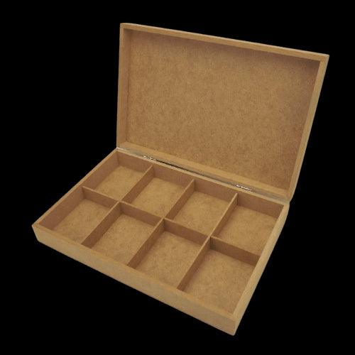 Caixa em MDF com Dobradiça Baixa 30x20x5,5cm 8 divisões - Palácio da Arte