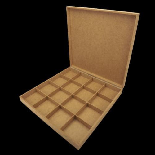 Caixa em MDF com Dobradiça Baixa 40x40x5,5cm 16 divisões - Palácio da Arte