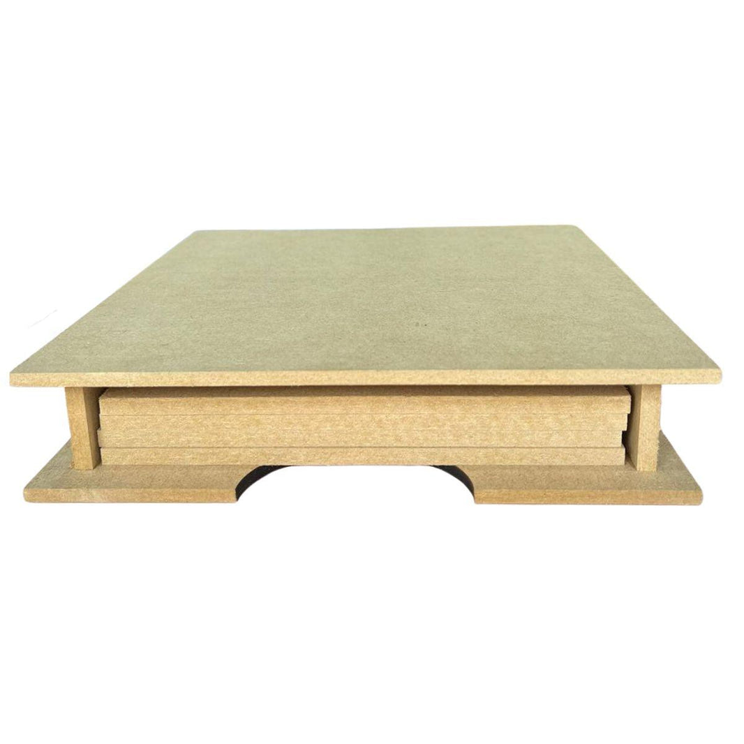 Caixa em MDF de Descanso de Panela com 4 bases 18x18cm - Palácio da Arte